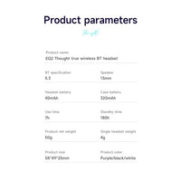 Hoco EQ2 7 Hours Thought Physical Noise Cancellation True Wireless Earphones - White