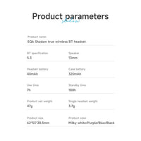 Hoco EQ6 Shadow Physical Noise Cancelling True Wireless Blurtooth Headset