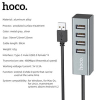 Hoco HB1 4 USB Hub - Black