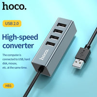 Hoco HB1 4 USB Hub - Black
