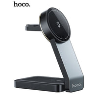 Hoco CQ3 15W Motorcycle Folding 3 in 1 Magnetic Fast Wireless Charger - Black