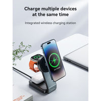 Hoco CQ3 15W Motorcycle Folding 3 in 1 Magnetic Fast Wireless Charger - Black
