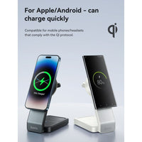 Hoco CQ3 15W Motorcycle Folding 3 in 1 Magnetic Fast Wireless Charger - Black