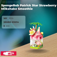 SEMBO 612214 SpongeBob Patrick Star Strawberry Milkshake Smoothie with 187 Pieces