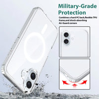 iPhone 17 High Quality Acrylic + TPU Hybrid Transparent Case Cover With Magnetic Ring