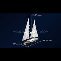 Mould King 10194 Modern Two-Mast Sailing Yacht Building Set | 893 Pcs