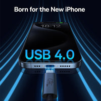 Baseus Flash Series 2 USB4 Full Featured Data Cable Type-C to Type-C 240W 1M-Cluster Black Compatible for iPhone 15 / 16 / 17 Series
