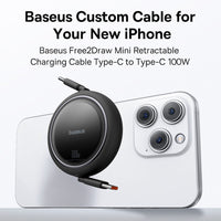 Baseus Free2Draw Mini Retractable Charging Cable Type-C to Type-C 100W 1m for iPhone 15 / 16 / 17 Series