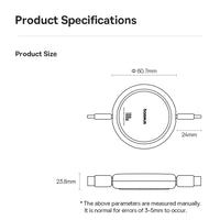 Baseus Free2Draw Mini Retractable Charging Cable Type-C to Type-C 100W 1m for iPhone 15 / 16 / 17 Series