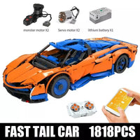Building Blocks Set 13098 MOC APP RC Speed Tail Car W/Motor Brick Kids Toy Model