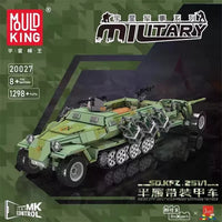 Mould King 20027 Half-track armored vehicle anti-tank gun building block Toy