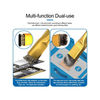 SUNSHINE SS-022D Mobile Phone Wire Brushes Cleaning Tool Motherboard IC Deglue and Tin Removal Double Head Copper Brush Repair