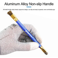 SUNSHINE SS-022D Mobile Phone Wire Brushes Cleaning Tool Motherboard IC Deglue and Tin Removal Double Head Copper Brush Repair