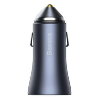 Baseus Golden Contactor Pro Dual Quick Charger Car Charger U+C 40W (With Simple Wisdom Data Cable Type-C to iP 1m)-Dark Gray