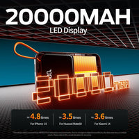 MOVE SPEED F20 Power Bank 20000mAh USB-C Cable 22.5W Max Portable Fast Charging (YSPBF20)