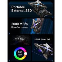 MOVE SPEED Magnetic RX20 2000MB/s Read with RGB Streamer Light Portable SSD (YSPSRX20M-1TTG)