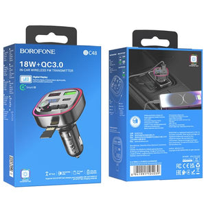 BOROFONE BC48 Broad QC3.0 car BT FM transmitter - black