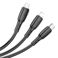 BOROFONE BX71 3-in-1 charging cable(iP+Micro+Type-C) - black
