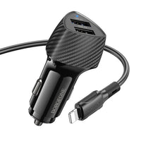 BOROFONE BZ31A Solid dual-port car charger set(iP) - black
