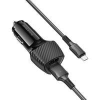 BOROFONE BZ31A Solid dual-port car charger set(Micro) - black
