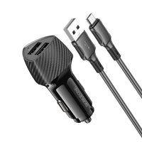 BOROFONE BZ31A Solid dual-port car charger set(Micro) - black
