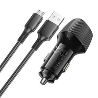 BOROFONE BZ31A Solid dual-port car charger set(Micro) - black
