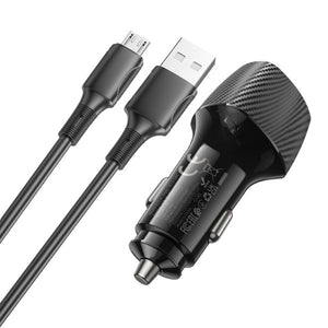 BOROFONE BZ31A Solid dual-port car charger set(Micro) - black