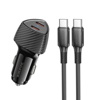 BOROFONE BZ31D Solid PD60W(2C) car charger set(C to C) - black
