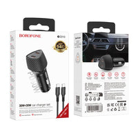 BOROFONE BZ31D Solid PD60W(2C) car charger set(C to C) - black
