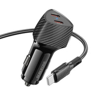 BOROFONE BZ31D Solid PD60W(2C) car charger set(C to C) - black
