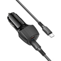 BOROFONE BZ31D Solid PD60W(2C) car charger set(C to C) - black
