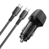 BOROFONE BZ31D Solid PD60W(2C) car charger set(C to C) - black
