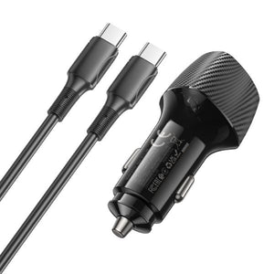 BOROFONE BZ31D Solid PD60W(2C) car charger set(C to C) - black