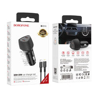 BOROFONE BZ31D Solid PD60W(2C) car charger set(C to iP) - black
