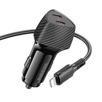 BOROFONE BZ31D Solid PD60W(2C) car charger set(C to iP) - black
