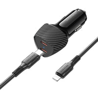 BOROFONE BZ31D Solid PD60W(2C) car charger set(C to iP) - black
