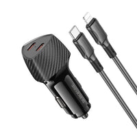 BOROFONE BZ31D Solid PD60W(2C) car charger set(C to iP) - black
