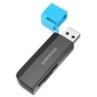 BOROFONE DH9 Wisdom 2-in-1 USB 3.0 card reader - black blue
