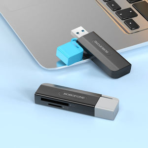 BOROFONE DH9 Wisdom 2-in-1 USB 3.0 card reader - black blue