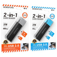 BOROFONE DH9 Wisdom 2-in-1 USB 3.0 card reader - black blue
