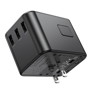 hoco AC19 Supporter five-port PD35W(2C3A) universal conversion charger - black