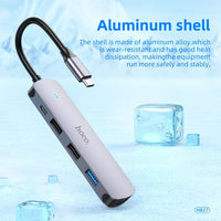 hoco HB27 Type-C multi-function converter(HDTV+USB3.0+USB2.0 - metal gray

