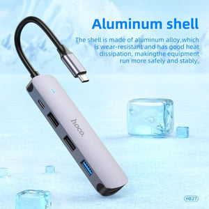 hoco HB27 Type-C multi-function converter(HDTV+USB3.0+USB2.0 - metal gray