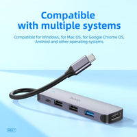 hoco HB27 Type-C multi-function converter(HDTV+USB3.0+USB2.0 - metal gray
