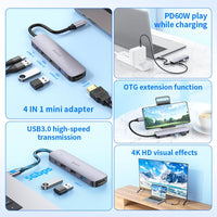 hoco HB27 Type-C multi-function converter(HDTV+USB3.0+USB2.0 - metal gray