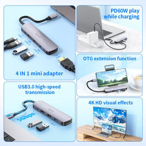 hoco HB27 Type-C multi-function converter(HDTV+USB3.0+USB2.0 - metal gray