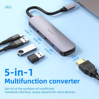 hoco HB27 Type-C multi-function converter(HDTV+USB3.0+USB2.0 - metal gray