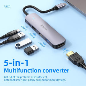 hoco HB27 Type-C multi-function converter(HDTV+USB3.0+USB2.0 - metal gray