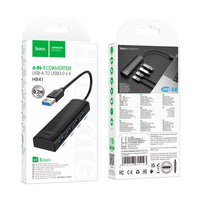 hoco HB41 Easy safety 4-in-1 Adapter(USB to USB3.0*4)(L=0.2M) - black
