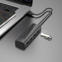 hoco HB41 Easy safety 4-in-1 Adapter(USB to USB3.0*4)(L=0.2M) - black
